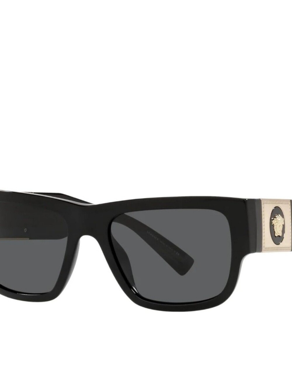 Versace Black Sunglasses with Gold Medusa Plaque. Versace